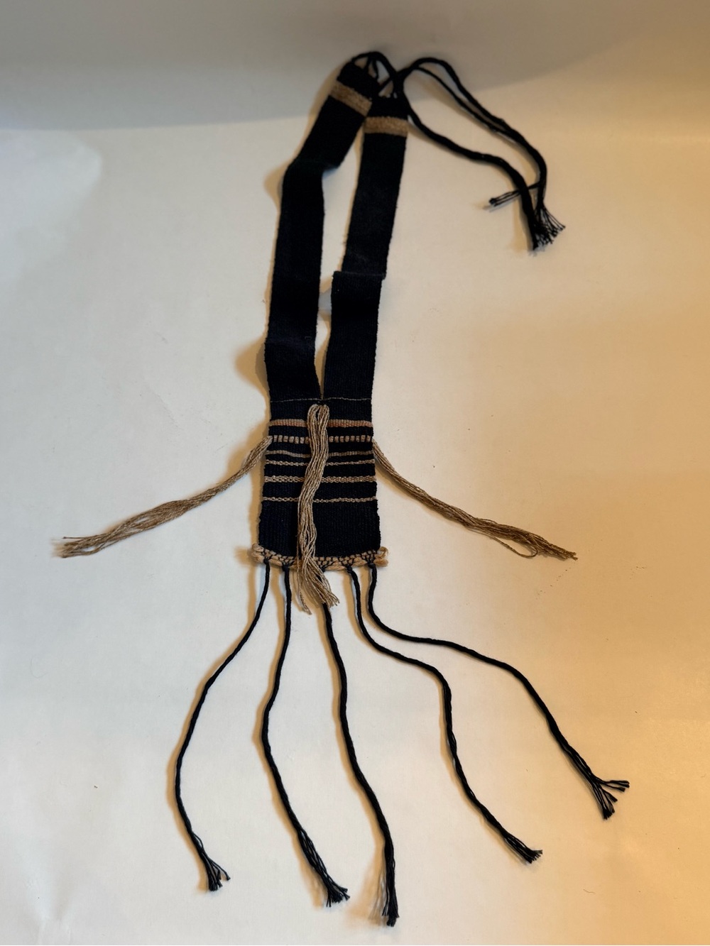 Free Peopld Boho Handwoven Black & Tan Fringe Statement Necklace